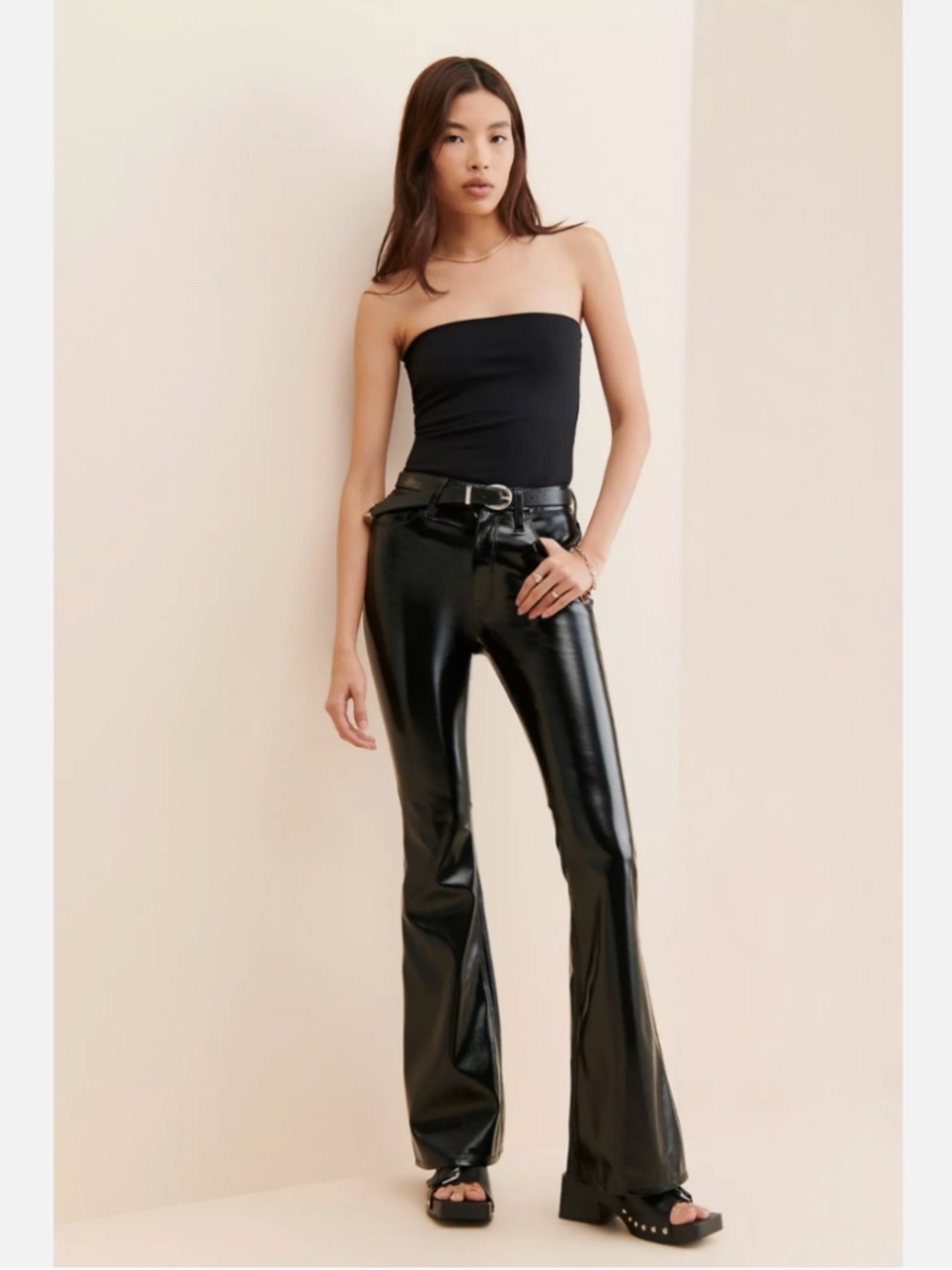 NEW ANTHROPOLOGIE HUDSON HOLLY FLARE VEGAN LEATHER PANTS